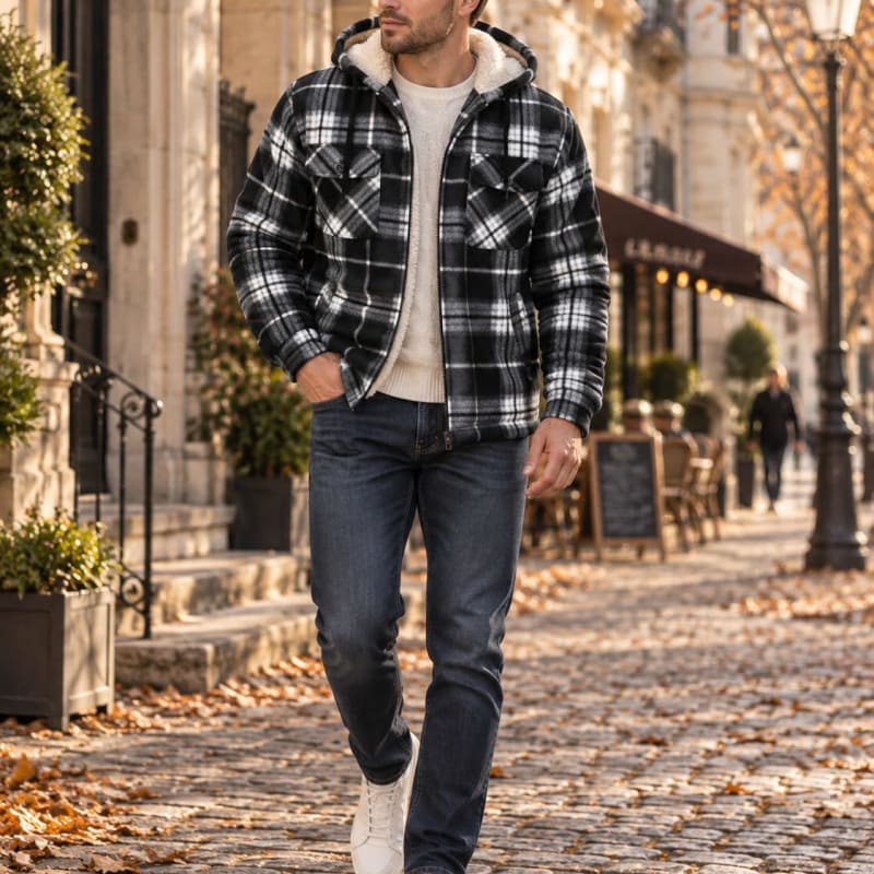 Beckett Plaid Sherpa Lined Hooded Jacket_1