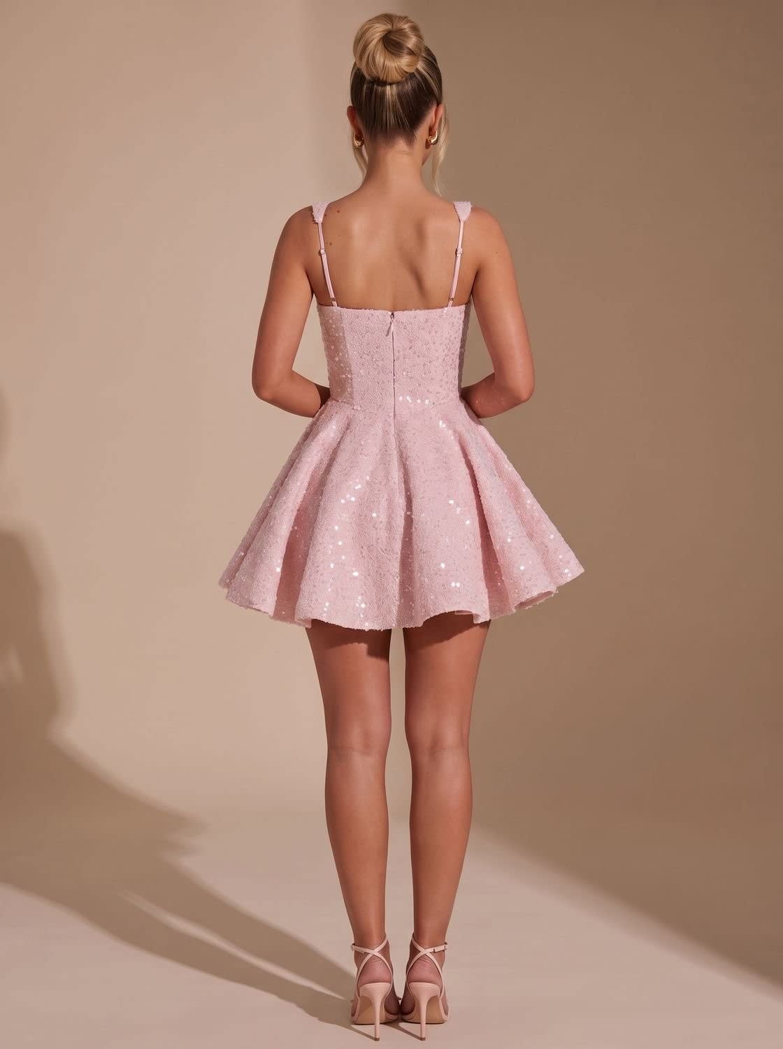 Lena Sequin Bow Christmas Party Mini Dress_5