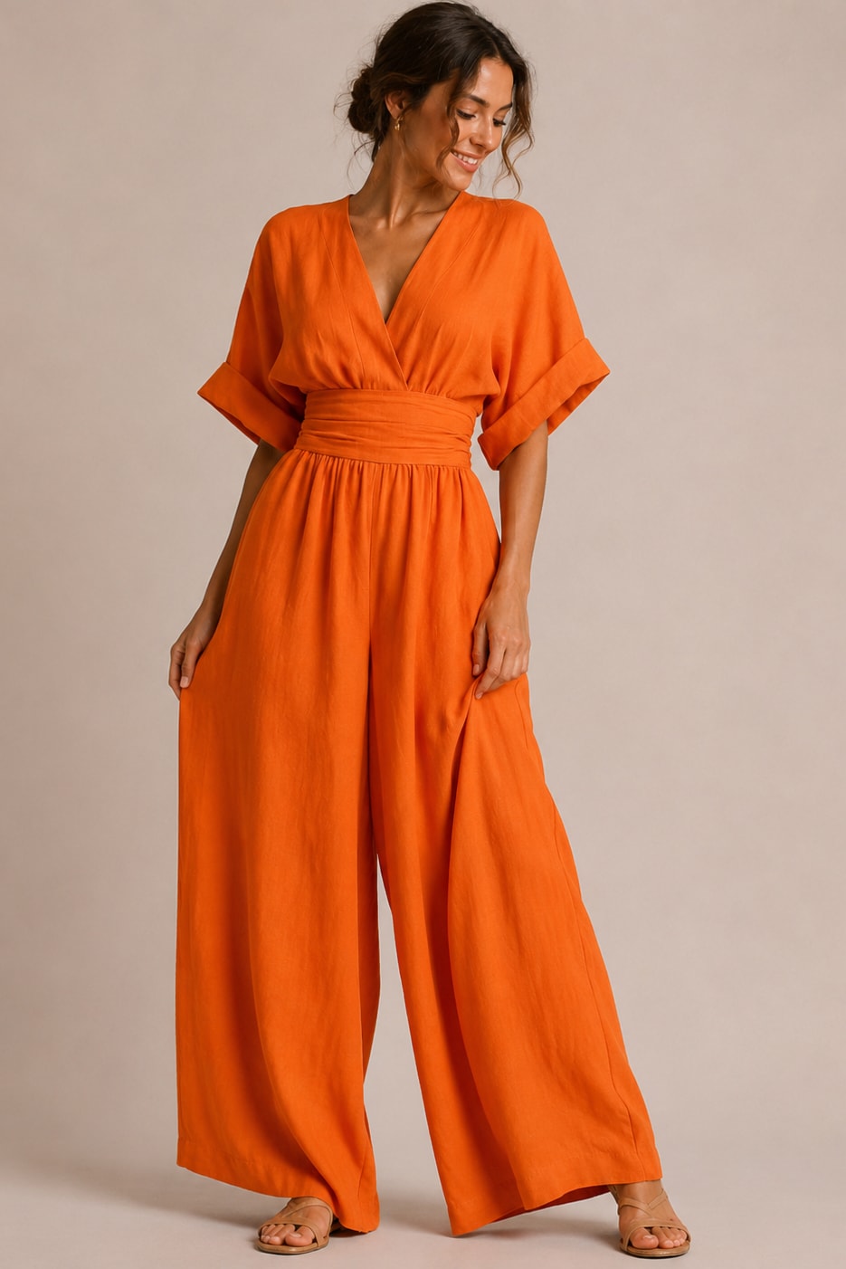 Angelica V Neck Wide Leg Jumpsuit_7