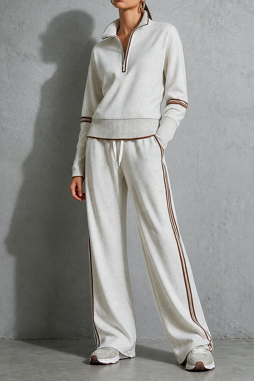 Iris Half Zip Pullover and Wide Leg Track Pants Two Piece Set_11
