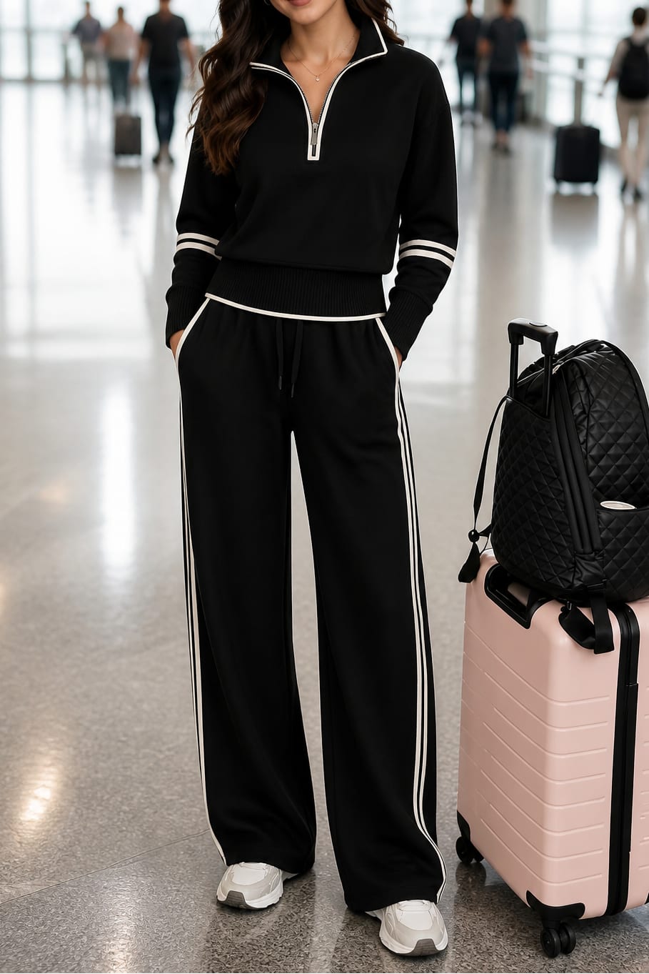 Iris Half Zip Pullover and Wide Leg Track Pants Two Piece Set_17