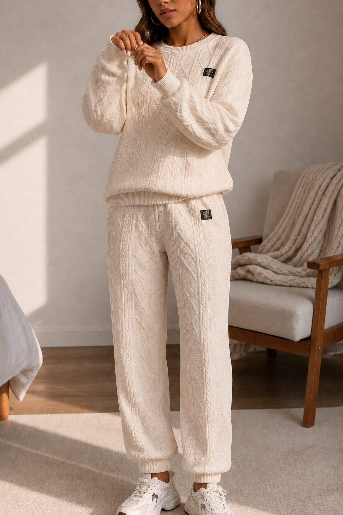 Florence Quilted Knit Sweater and Jogger Pants Two Piece Set_12