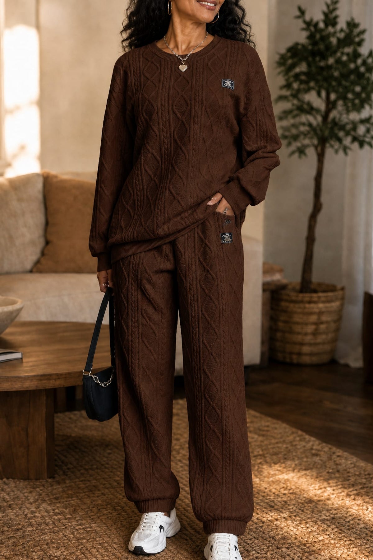 Florence Quilted Knit Sweater and Jogger Pants Two Piece Set_14