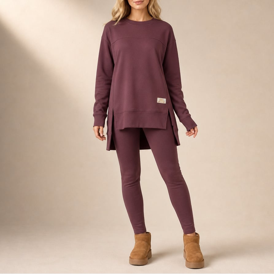 Valentina Side Slit Tunic Top and Leggings Two Piece Set_13
