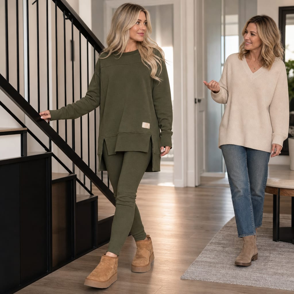 Valentina Side Slit Tunic Top and Leggings Two Piece Set_3