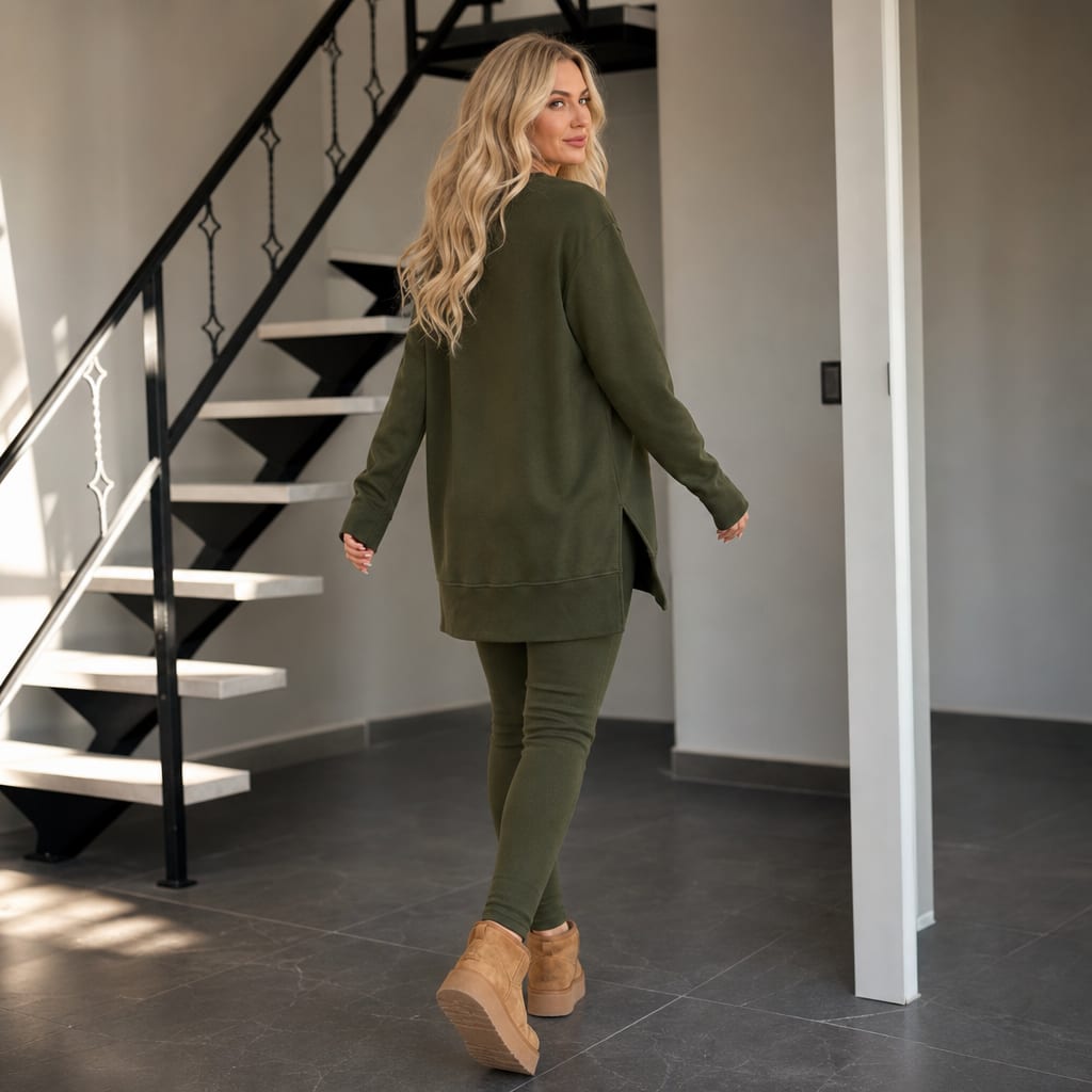 Valentina Side Slit Tunic Top and Leggings Two Piece Set_5