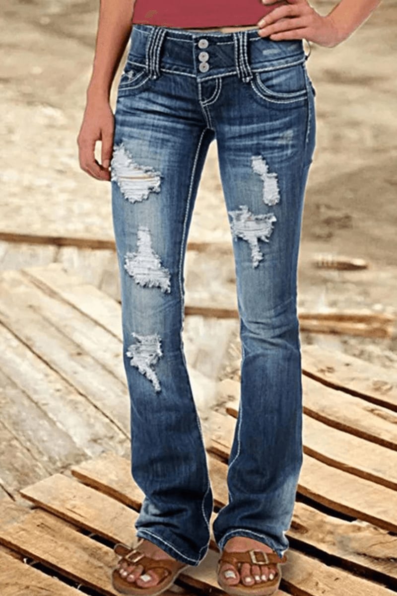 Noelle Ripped High Waisted Bootcut Jeans_2