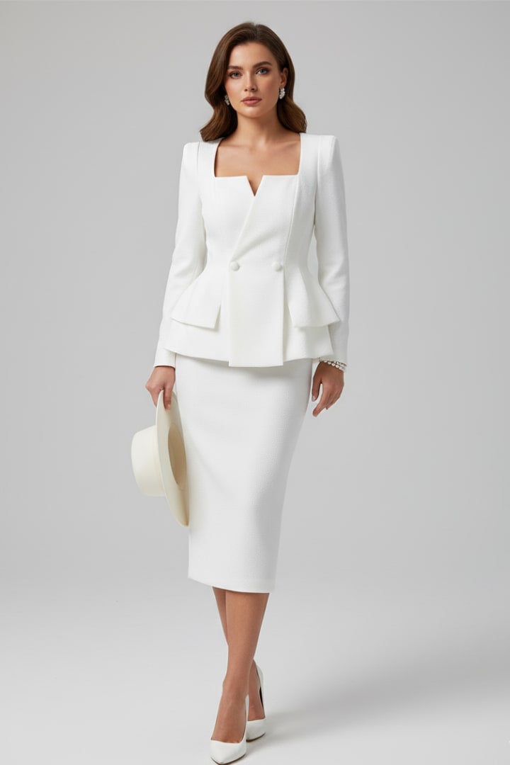 Loretta Square Neck Peplum Skirt Suit_2