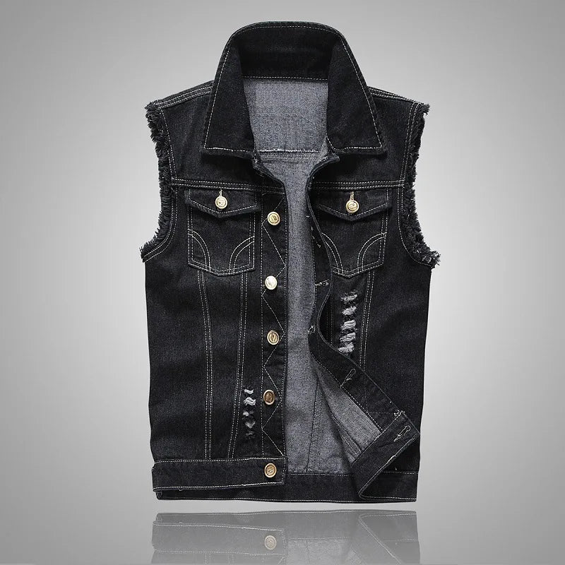 Jacob Mason Distressed Denim Vest