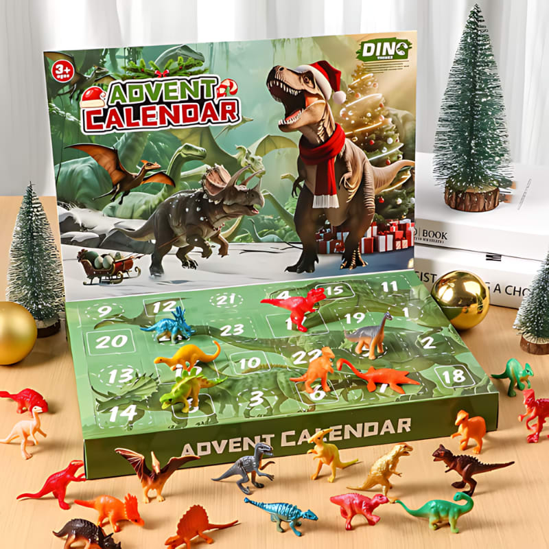 Dinosaur Advent Calendar 2026 with 24 Realistic Dino Figures Holiday Countdown for Kids_2