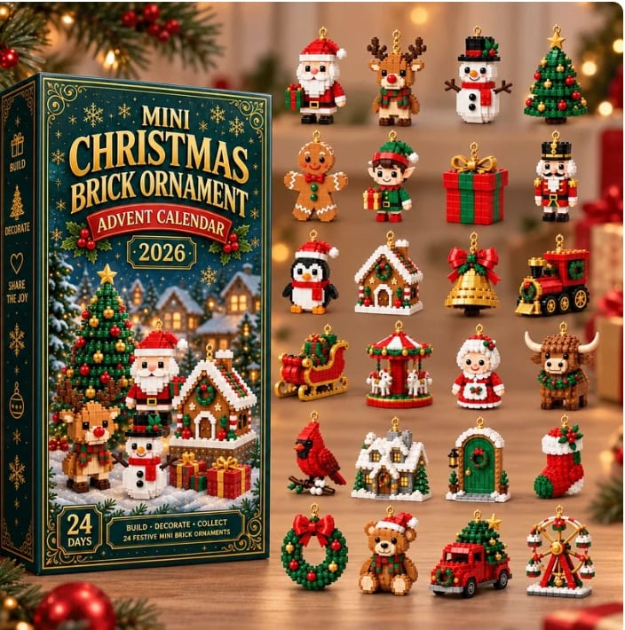 Brick Ornament Advent Calendar 2026 with 24 Buildable Christmas Ornaments Holiday Countdown_2