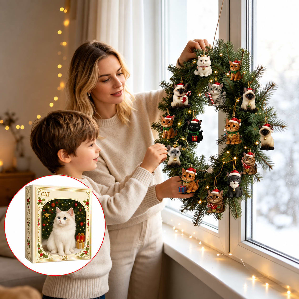 Cat Advent Calendar 2026 with 24 Acrylic Cat Ornaments Holiday Countdown Gift for Cat Lovers_5