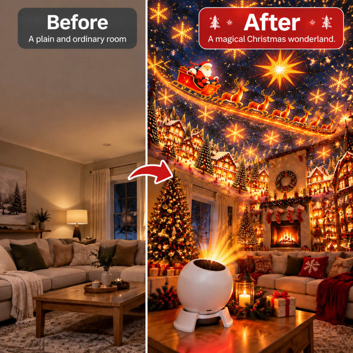 Christmas Projector Night Light 360 Degree Rotating Ceiling Projector Lamp Holiday Decoration for Kids Bedroom_4