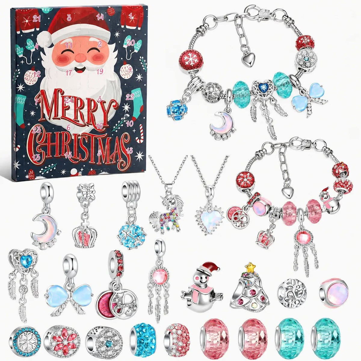 Charm Bracelet Advent Calendar 2026 with 22 Christmas Charms and 2 Bracelets Holiday Countdown Jewelry Gift_8