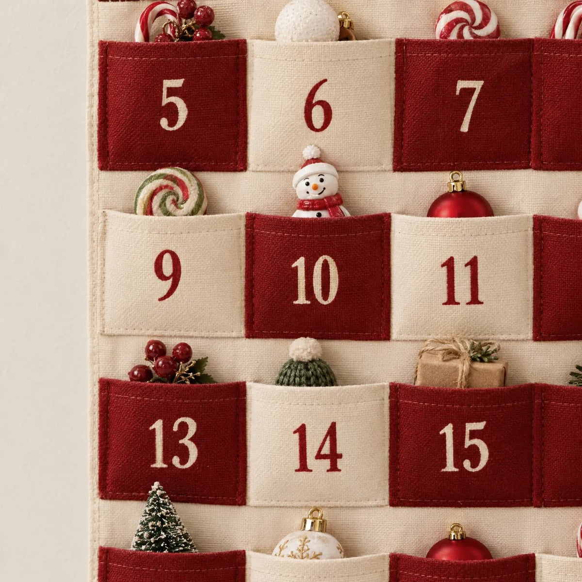 Fabric Advent Calendar 2026 with 24 Pockets to Fill Holiday Countdown Reusable Wall Hanging_3