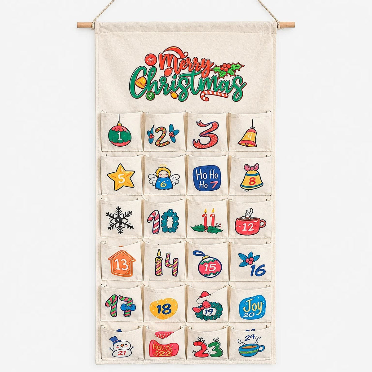 Hanging Advent Calendar 2026 with 24 Fillable Fabric Pockets Holiday Countdown Reusable_5