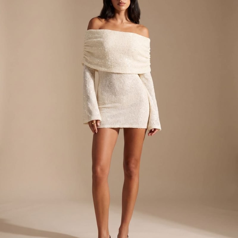 Cosima Off Shoulder Sequin Bodycon Mini Dress_1