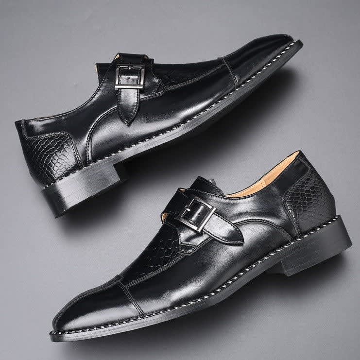 Grant Croc Embossed Monk Strap Shoes_16