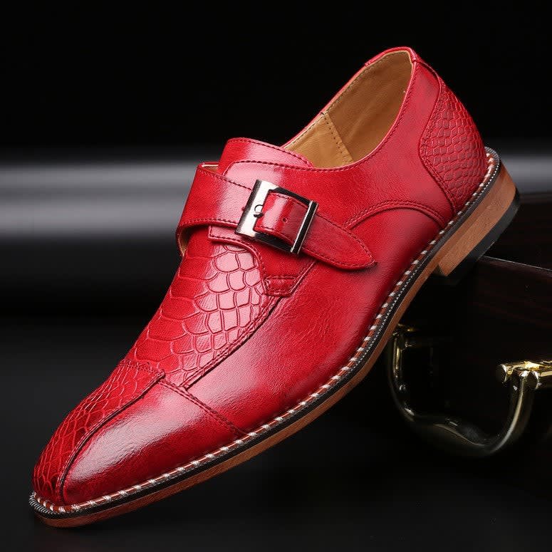 Grant Croc Embossed Monk Strap Shoes_5