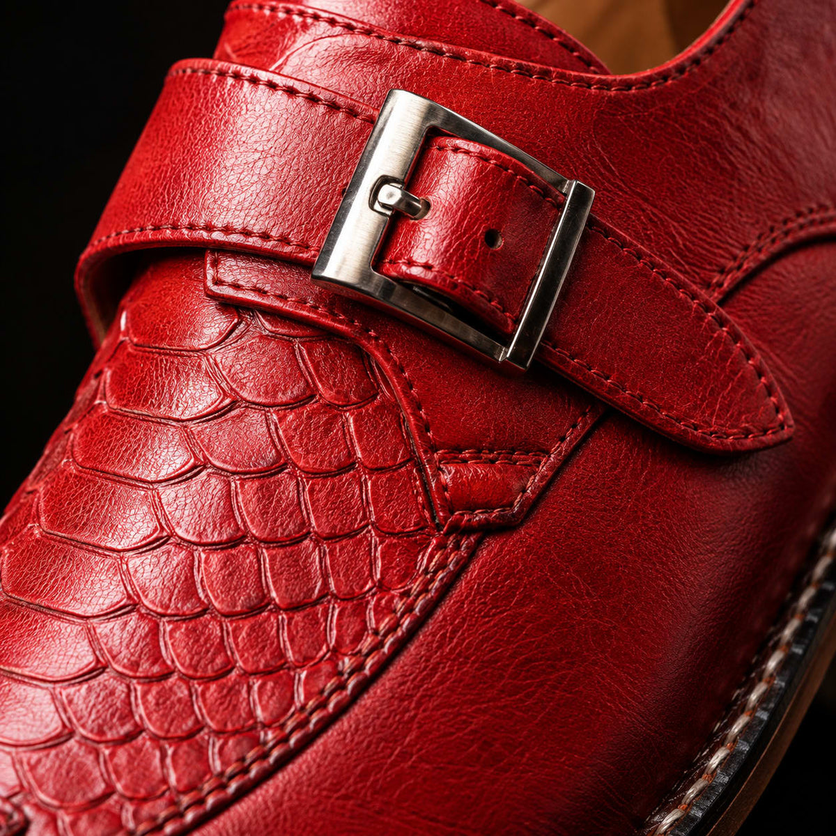 Grant Croc Embossed Monk Strap Shoes_6