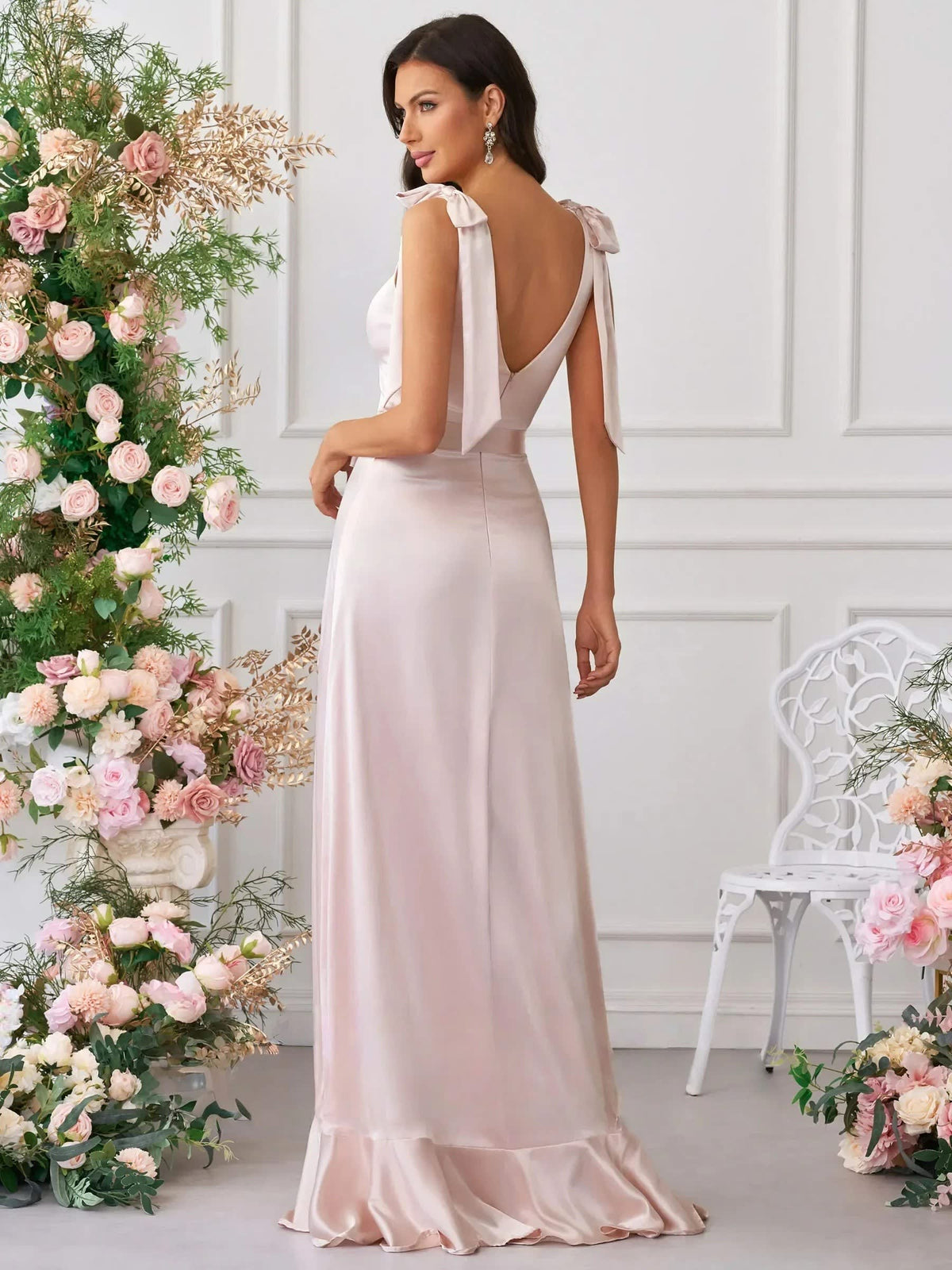 Felicity Square Neck Bow Strap Wedding Guest Maxi Dress_3