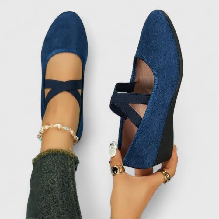 Julie Low Wedge Cross Strap Orthopedic Flats_2