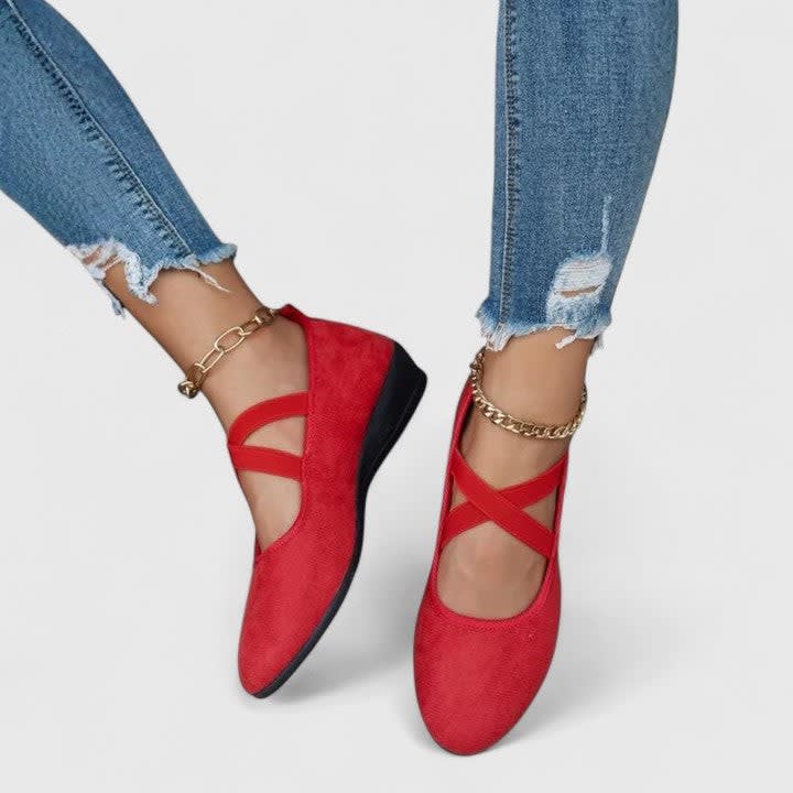 Julie Low Wedge Cross Strap Orthopedic Flats_4