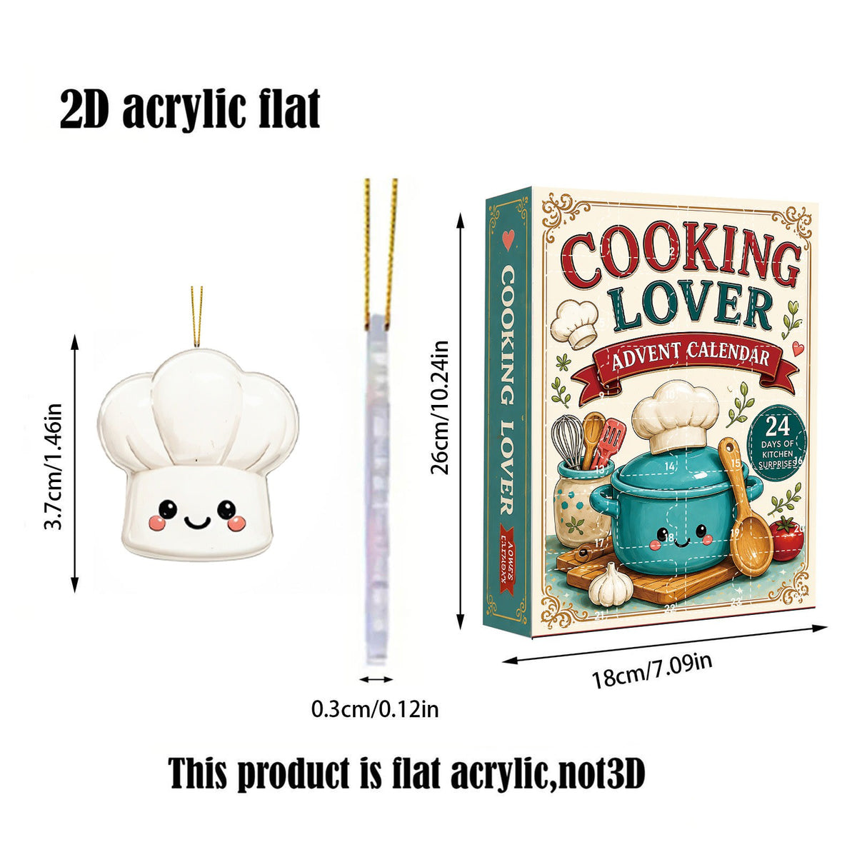 Kitchen Advent Calendar 2026 with 24 Mini Acrylic Ornaments Holiday Countdown Gift for Cooking Lovers_4