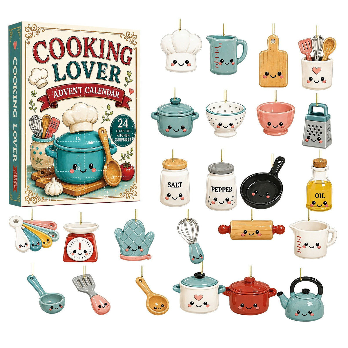 Kitchen Advent Calendar 2026 with 24 Mini Acrylic Ornaments Holiday Countdown Gift for Cooking Lovers_6