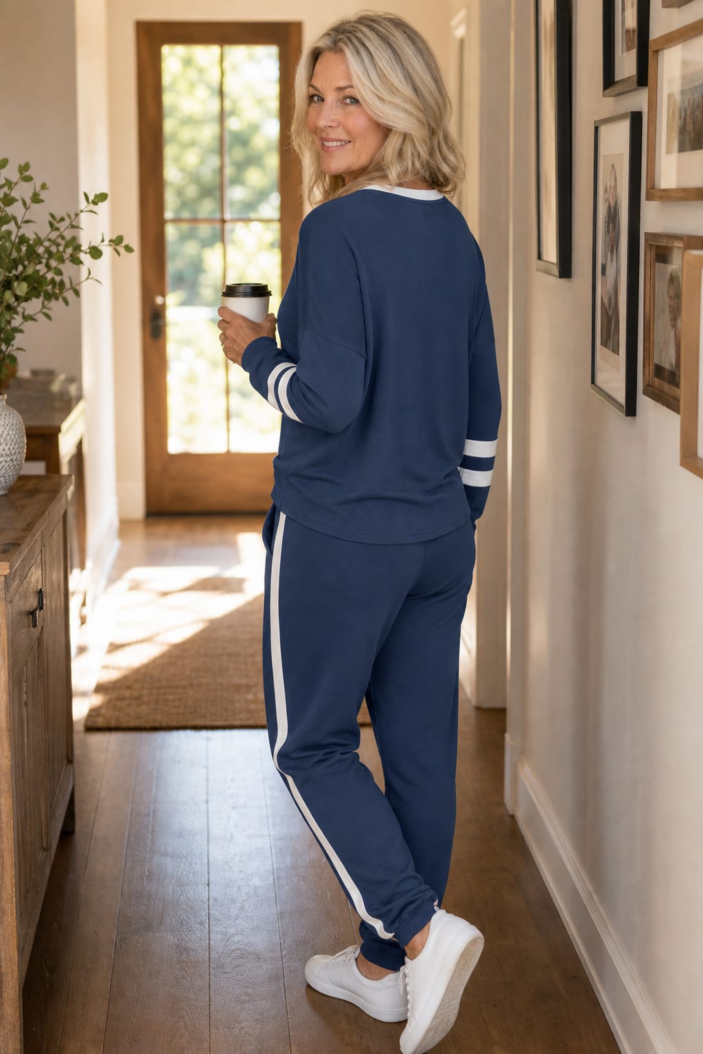 Yvette Crewneck Top and Jogger Two Piece Lounge Set with Stripe Trim_5