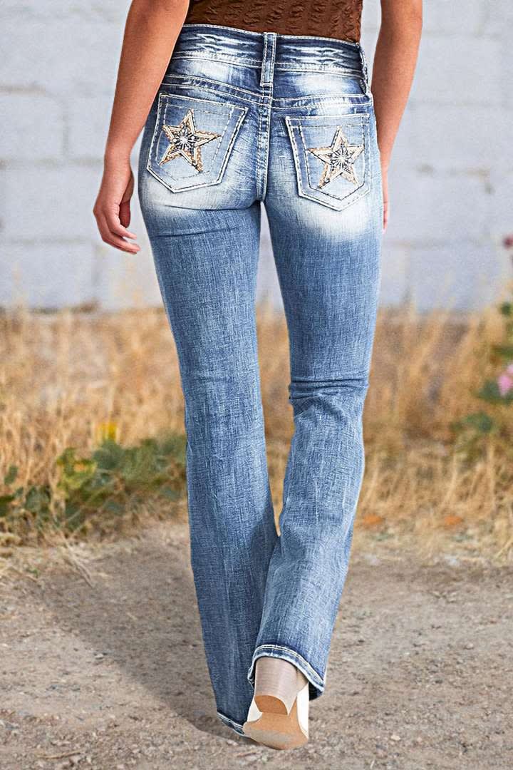 Delia Star Pocket Western Bootcut Jeans_6