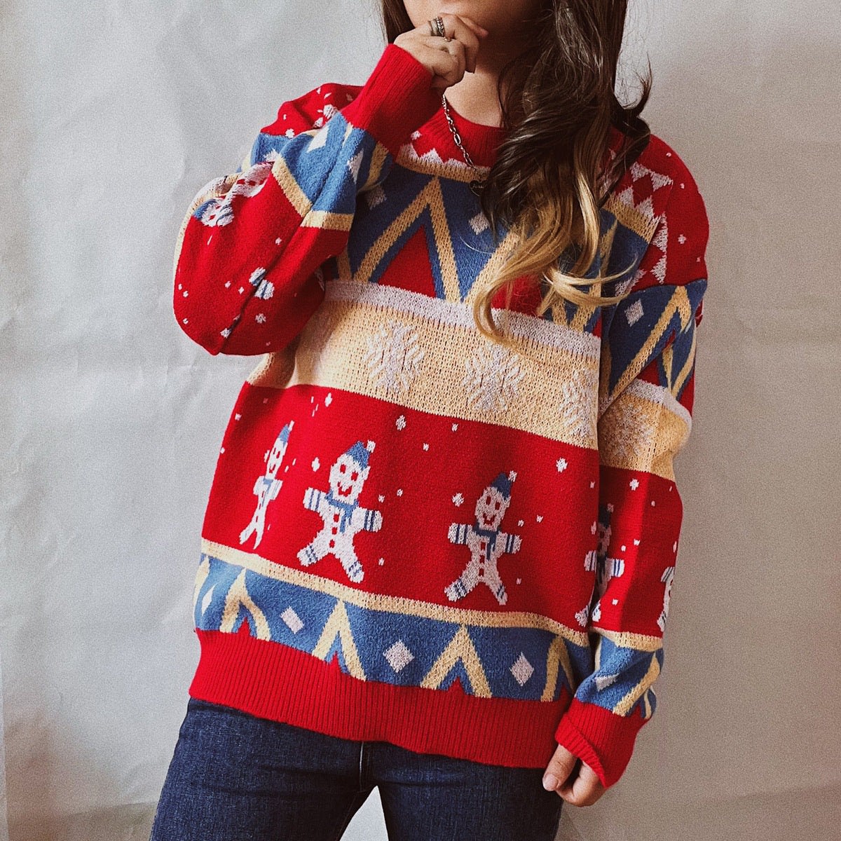 Maggie Gingerbread Oversized Christmas Sweater_3