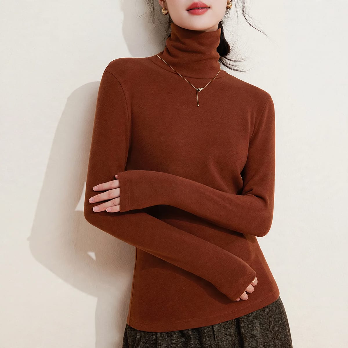 Geneva Fleece Lined Turtleneck Thermal Top_7
