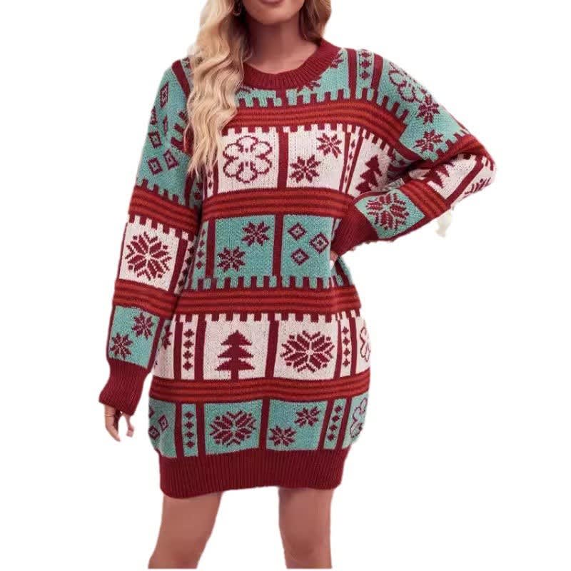 Mary Fair Isle Christmas Sweater Dress_5