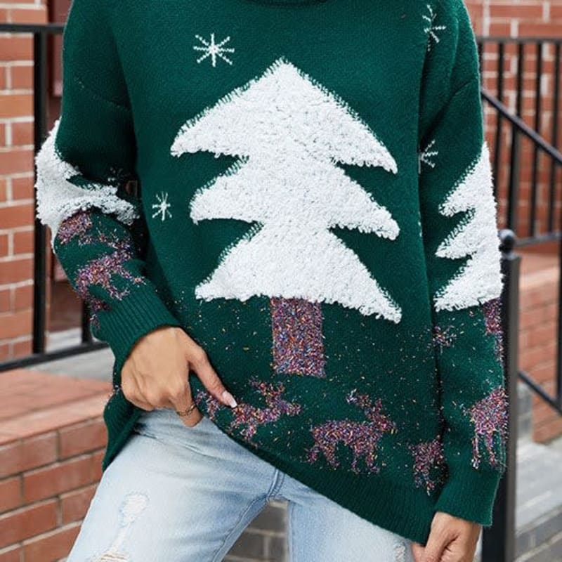 Hattie Fluffy Tree Oversized Christmas Sweater_1