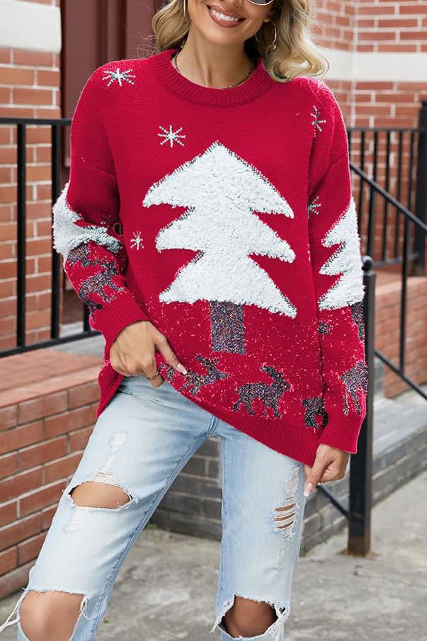 Hattie Fluffy Tree Oversized Christmas Sweater_7