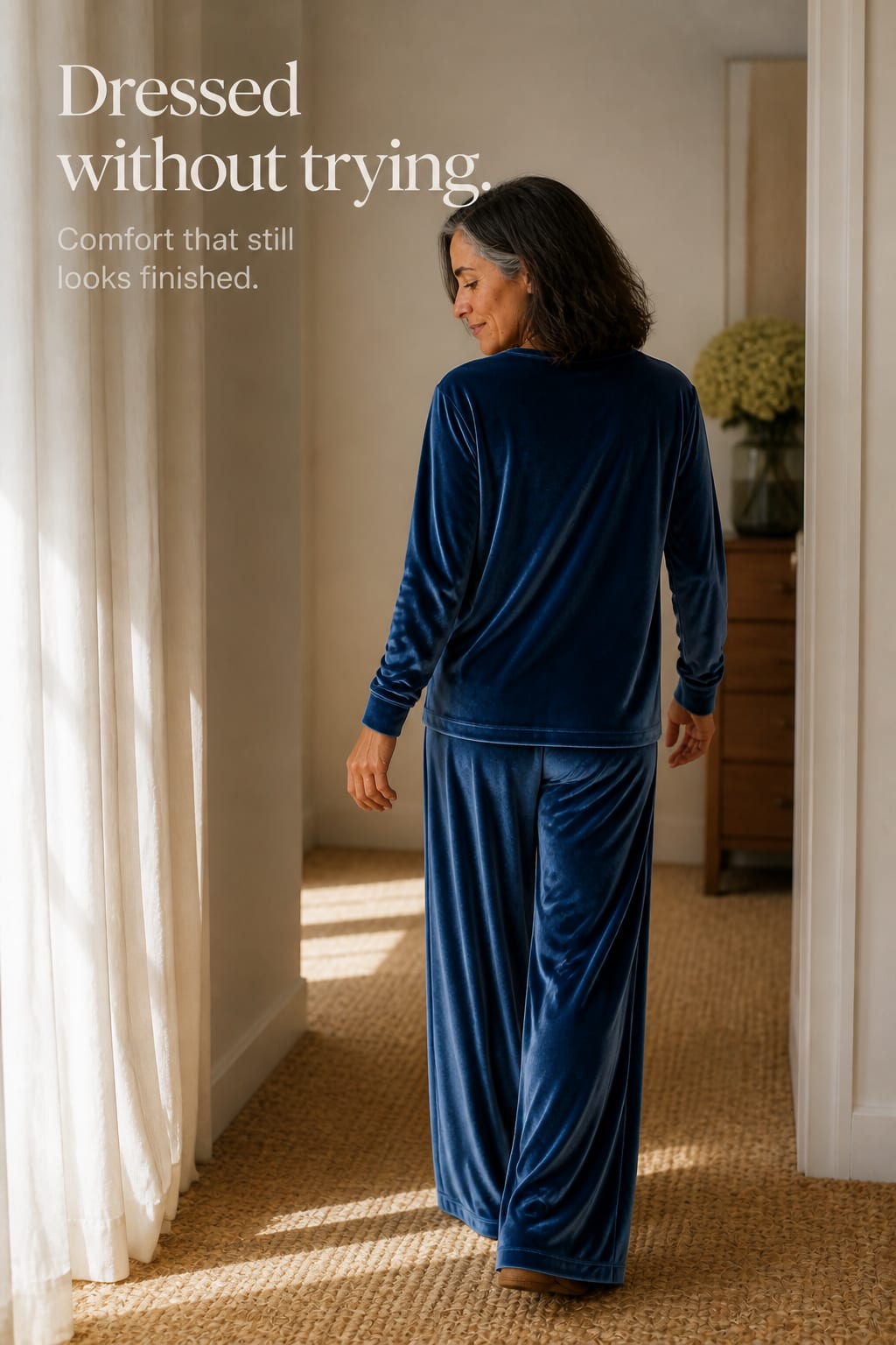Cecily Velvet Long Sleeve Top and Wide Leg Pants Two Piece Lounge Set_10