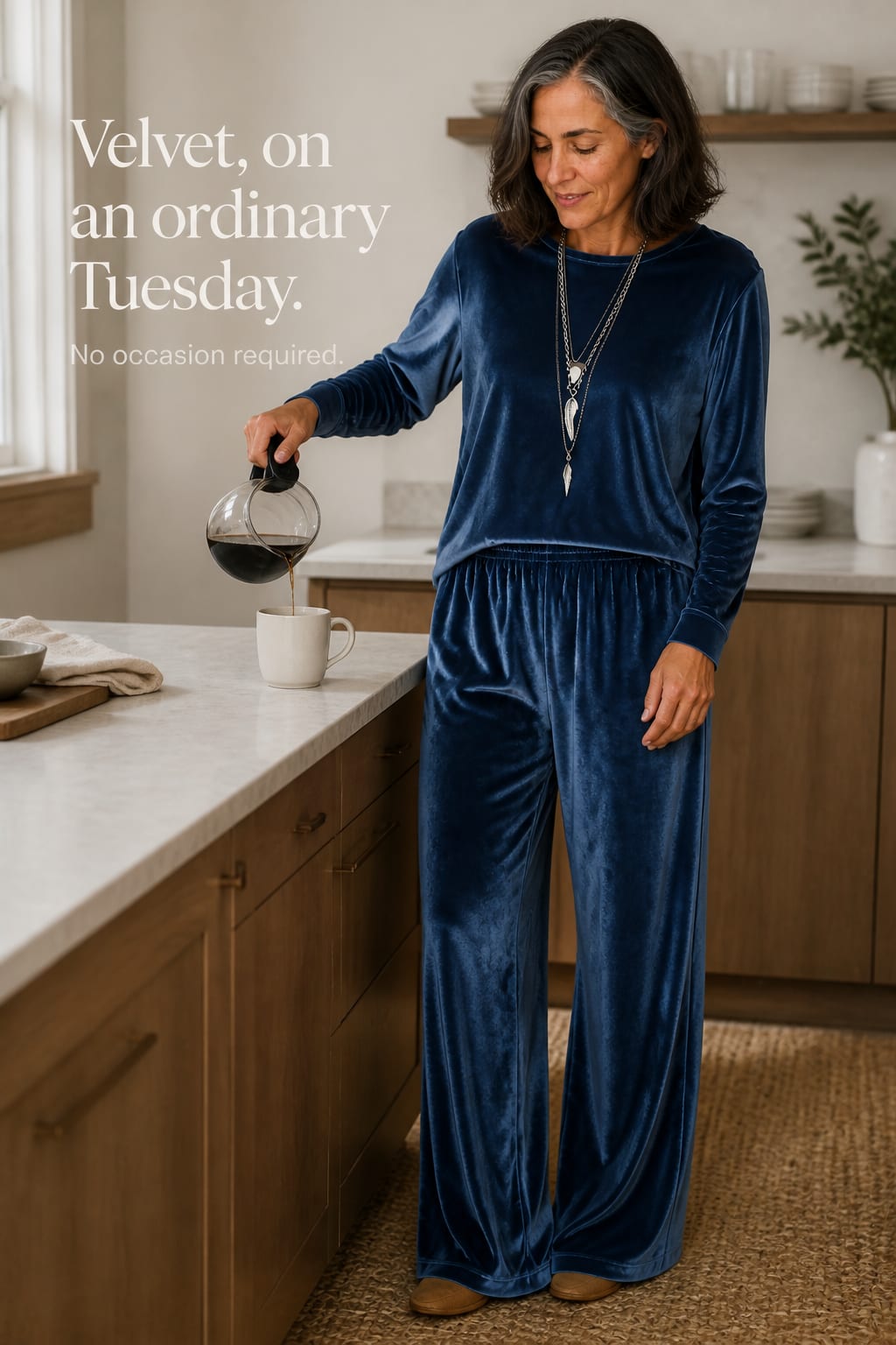 Cecily Velvet Long Sleeve Top and Wide Leg Pants Two Piece Lounge Set_9