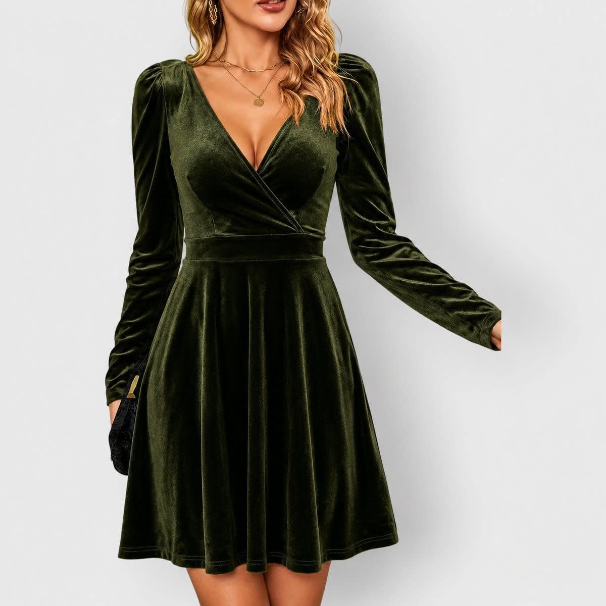 Lisette Velvet Long Sleeve Skater Dress_5