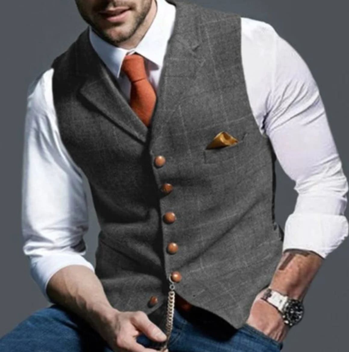 Samuel Windowpane Check Suit Vest_7