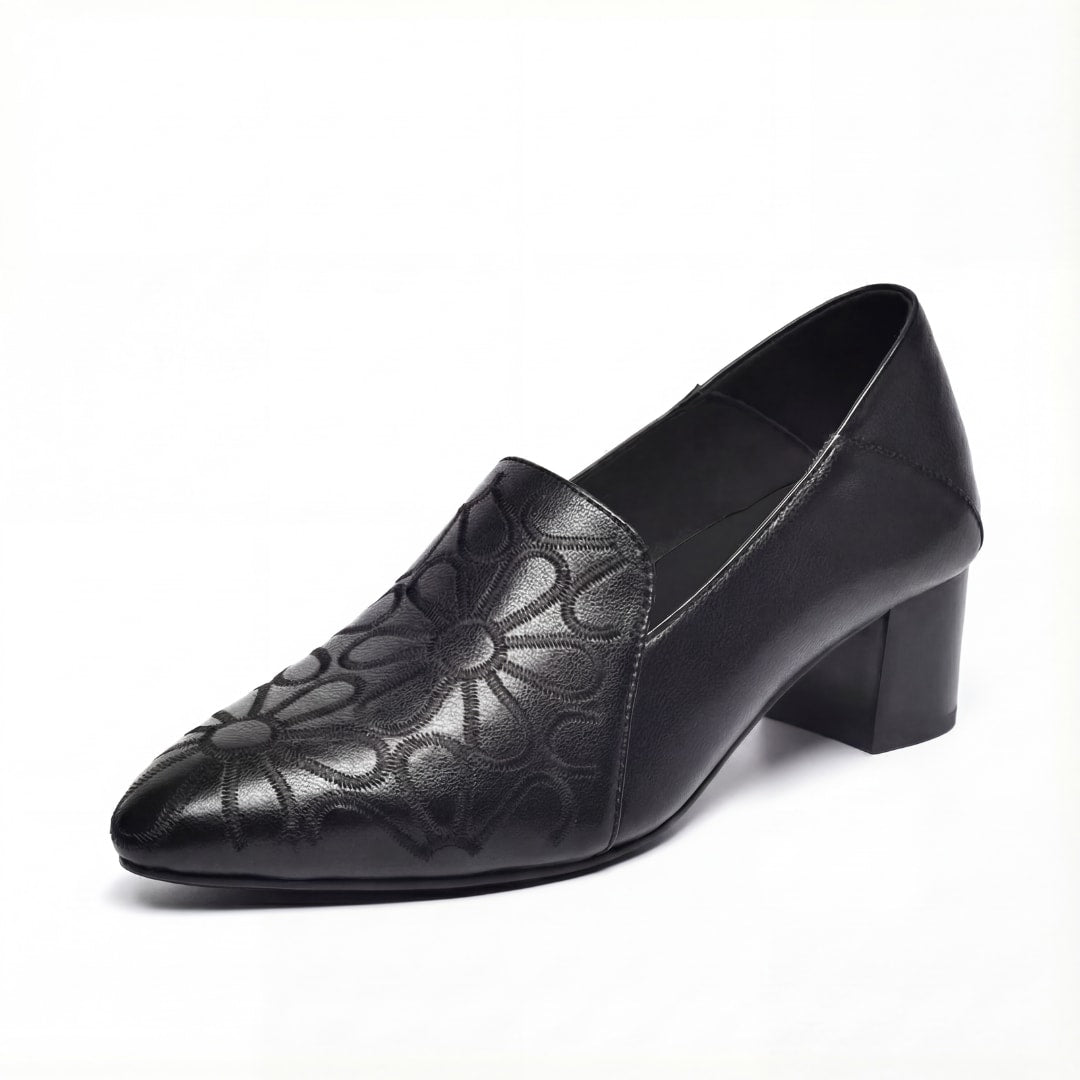 Clementine Embroidered Leather Block Heel Pumps_15