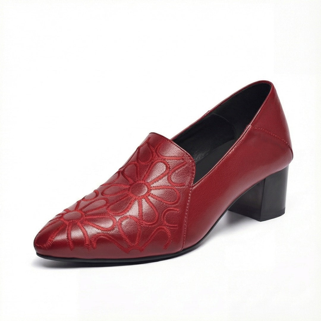 Clementine Embroidered Leather Block Heel Pumps_16