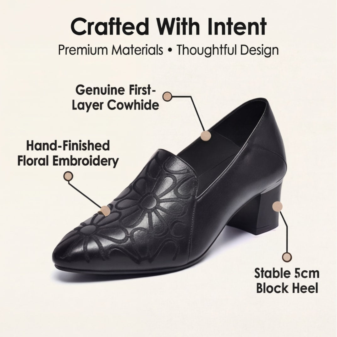 Clementine Embroidered Leather Block Heel Pumps_5