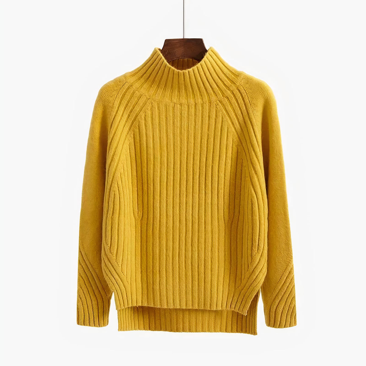 Josefina Ribbed Knit Mock Neck Sweater with Side Slits_4
