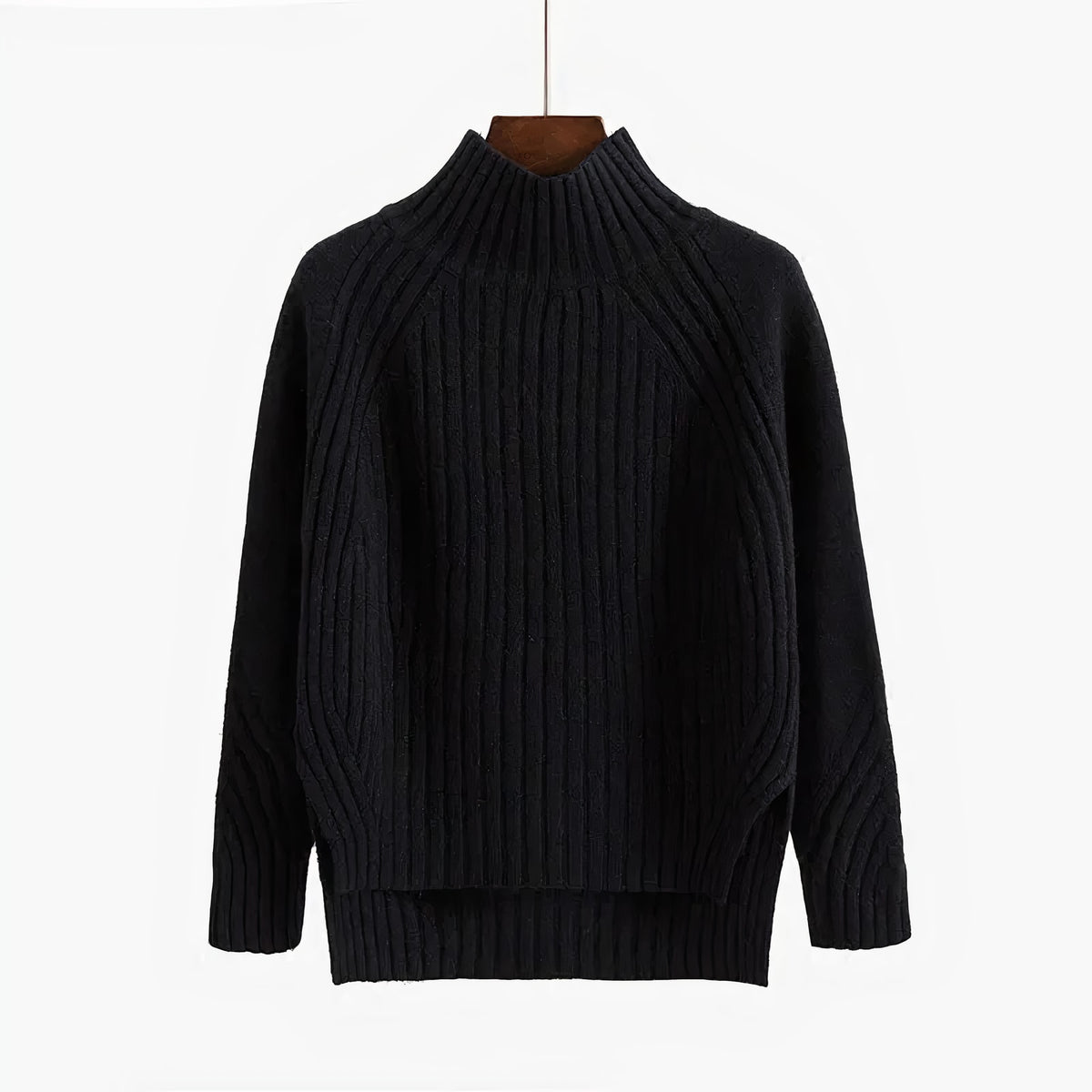 Josefina Ribbed Knit Mock Neck Sweater with Side Slits_7