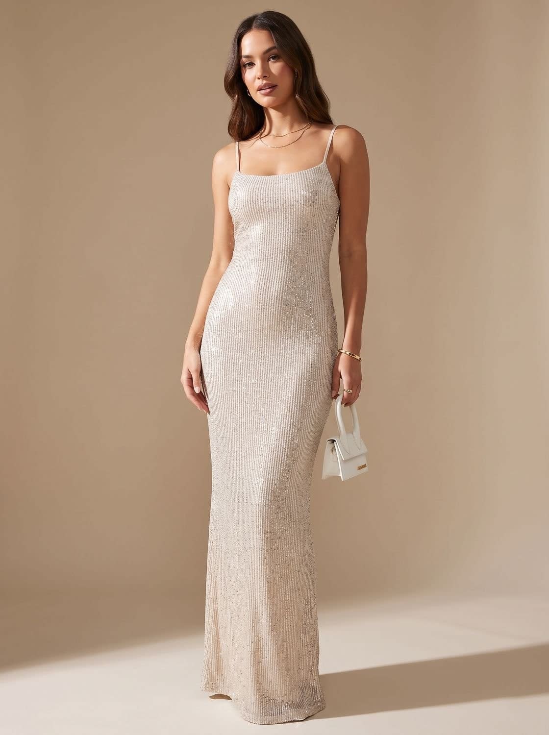 Beatrice Gold Glitter Backless Christmas Party Maxi Dress_4