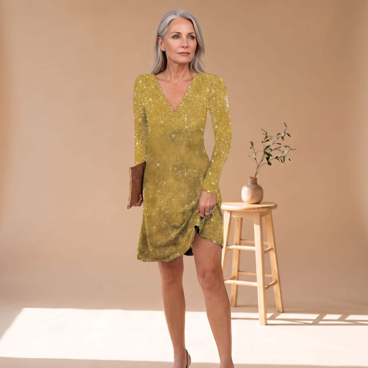 Nadine Sequin Long Sleeve Party Mini Dress_7