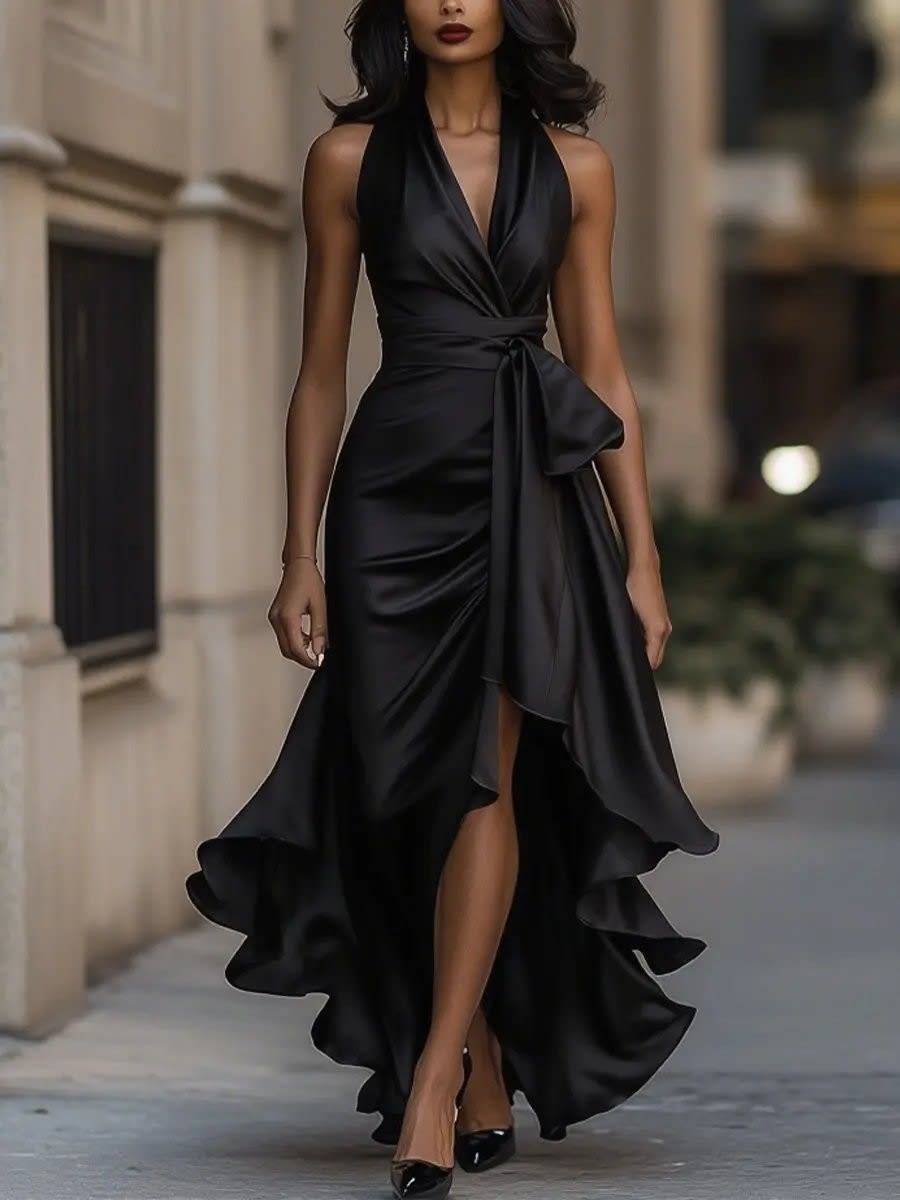 Ashley Satin Halter High Low Cocktail Dress_10