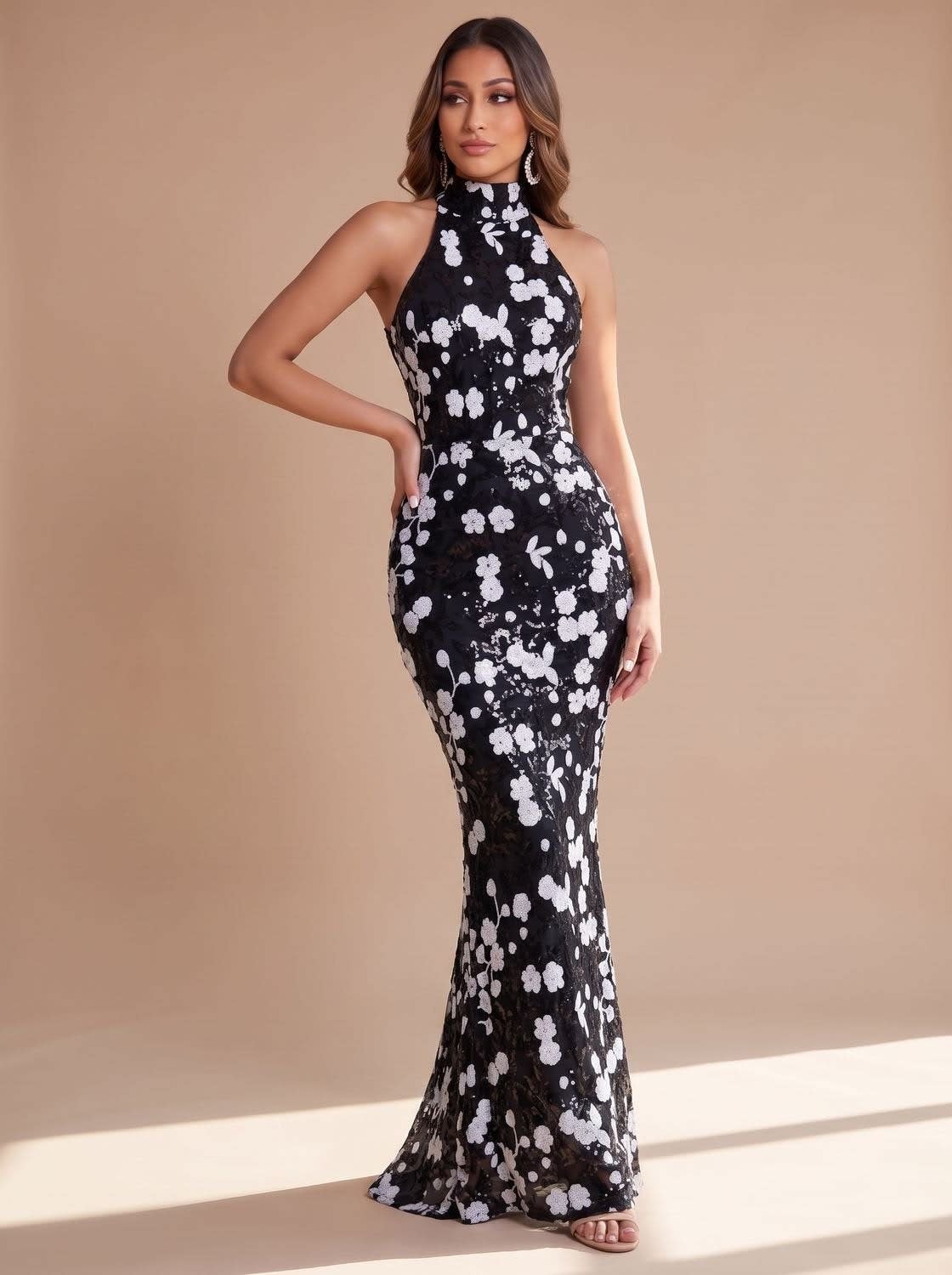 Alba Floral Sequin Mermaid Maxi Dress_3