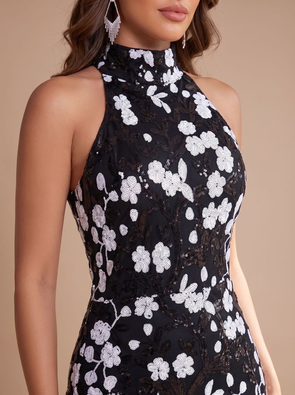 Alba Floral Sequin Mermaid Maxi Dress_4